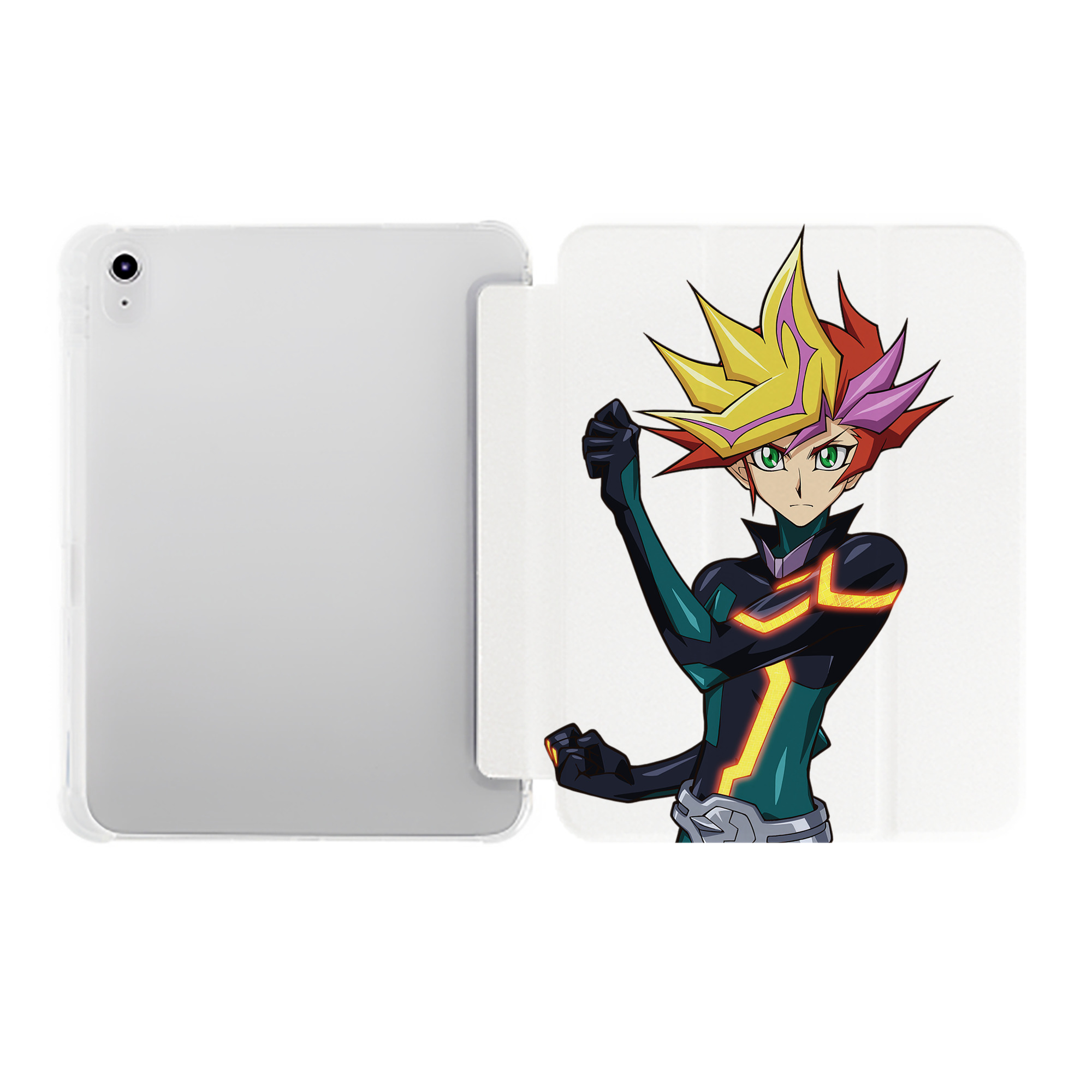 （画像用） 遊☆戯☆王 Yu-Gi-Oh! IPad ケース ペン収納付き 三つ折りスタンド PUレザー×シリコン 対応機種9.5/10.5/10.9インチ